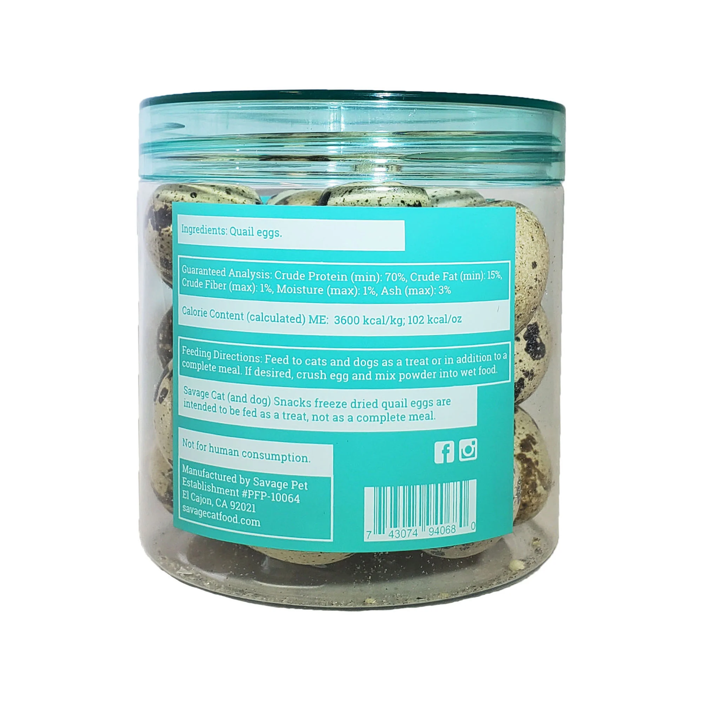 Savage Cat Freeze Dried Whole Quail Eggs 2oz