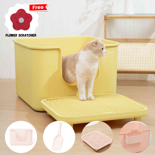 Mango Cube Litter Box XXL Set | High-sided Litter Box with Scoop, Storage & Step
