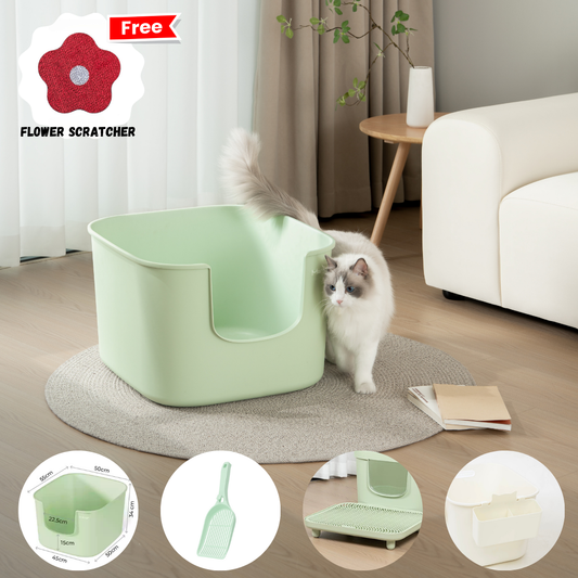 Mango Cube Litter Box XL Set | Litter Box with Mat, Scoop & Accessories