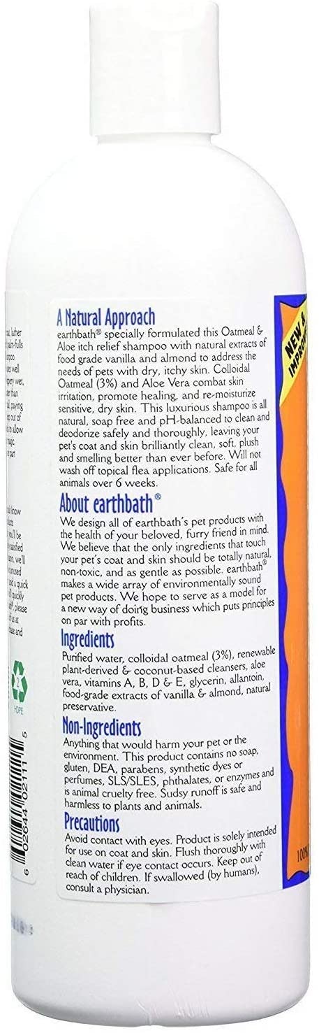 Earthbath Oatmeal & Aloe Dog & Cat Shampoo 16oz bottle