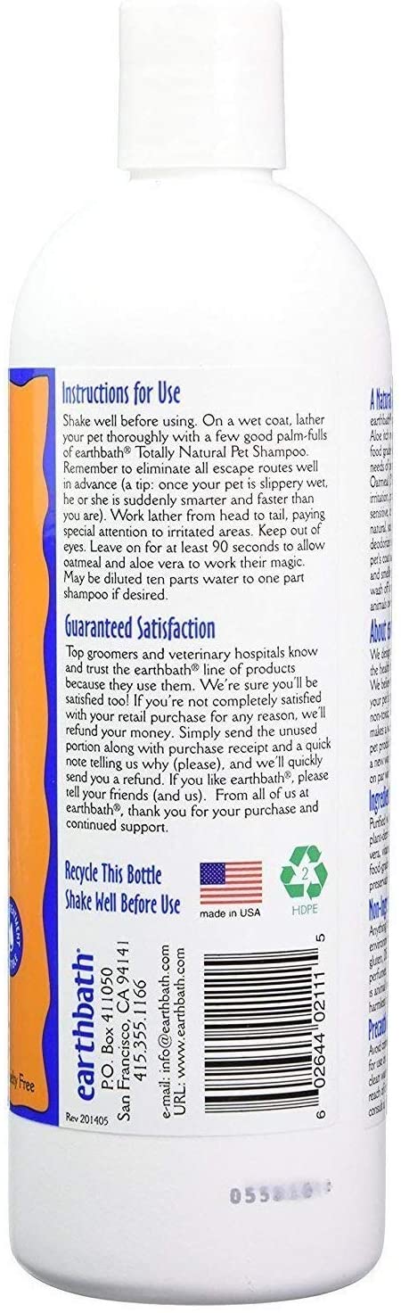 Earthbath Oatmeal & Aloe Dog & Cat Shampoo 16oz bottle