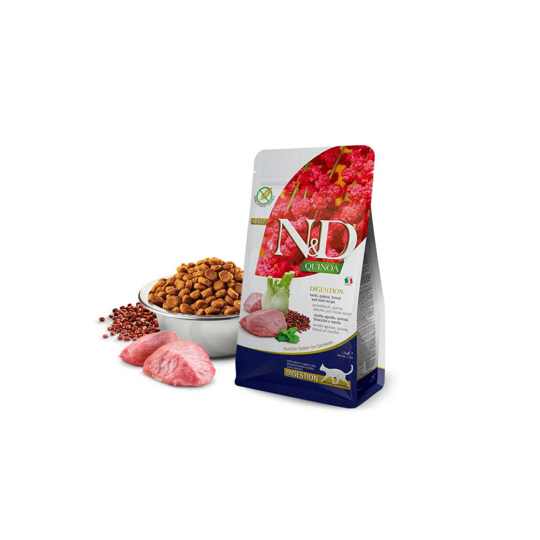 Farmina N&D Quinoa Digestion Lamb, Quinoa, Fennel & Mint Adult Dry Cat Food 11lb