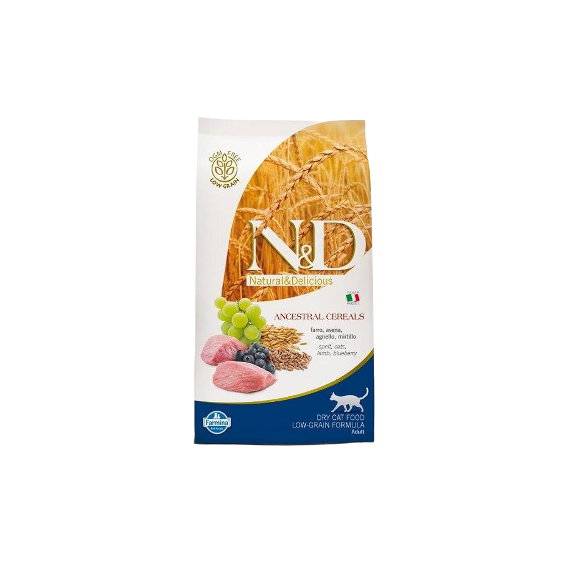Farmina N&D Ancestral Grain Lamb, Spelt, Oats & Blueberry Adult Dry Cat Food 11lb