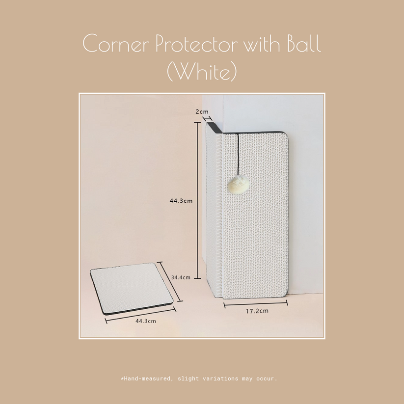 Paper Park | Single-Sided Cat Scratcher (Corner Protector with Ball White)