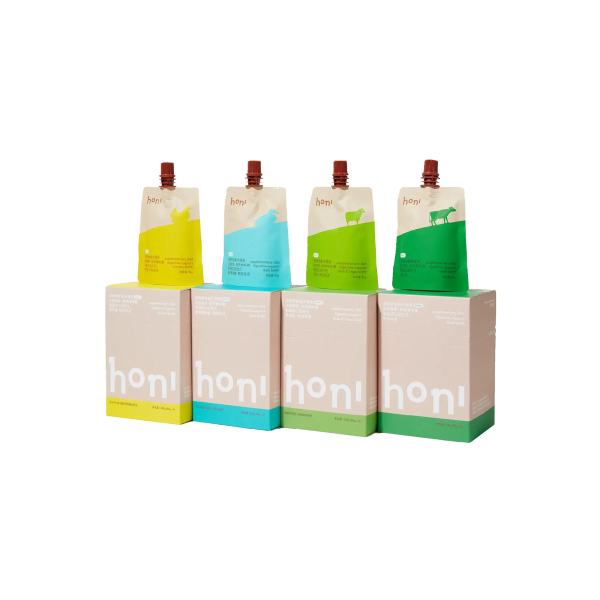 honi Postbiotic Pet Broth Pouches | Hydrating Wet Food Topper