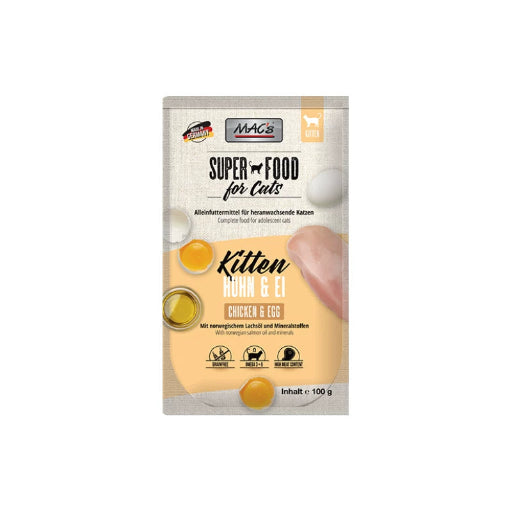 MAC's Super Food for Cats | Kitten Chicken & Egg Wet Food Pouch 100g