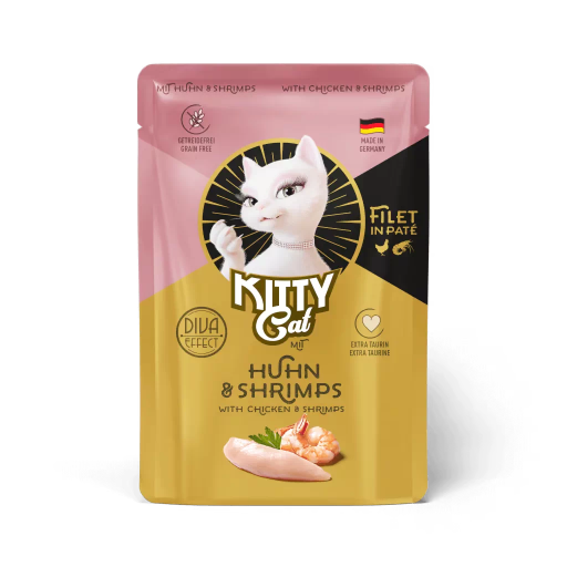KittyCat Complete Wet Cat Food | Filet in Paté Chicken & Shrimps | Grain-Free | Made in Germany 85g