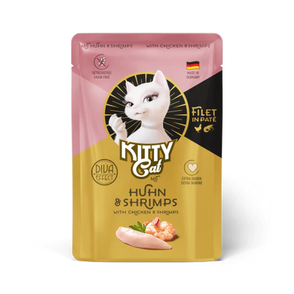 KittyCat Complete Wet Cat Food | Filet in Paté Chicken & Shrimps | Grain-Free | Made in Germany 85g
