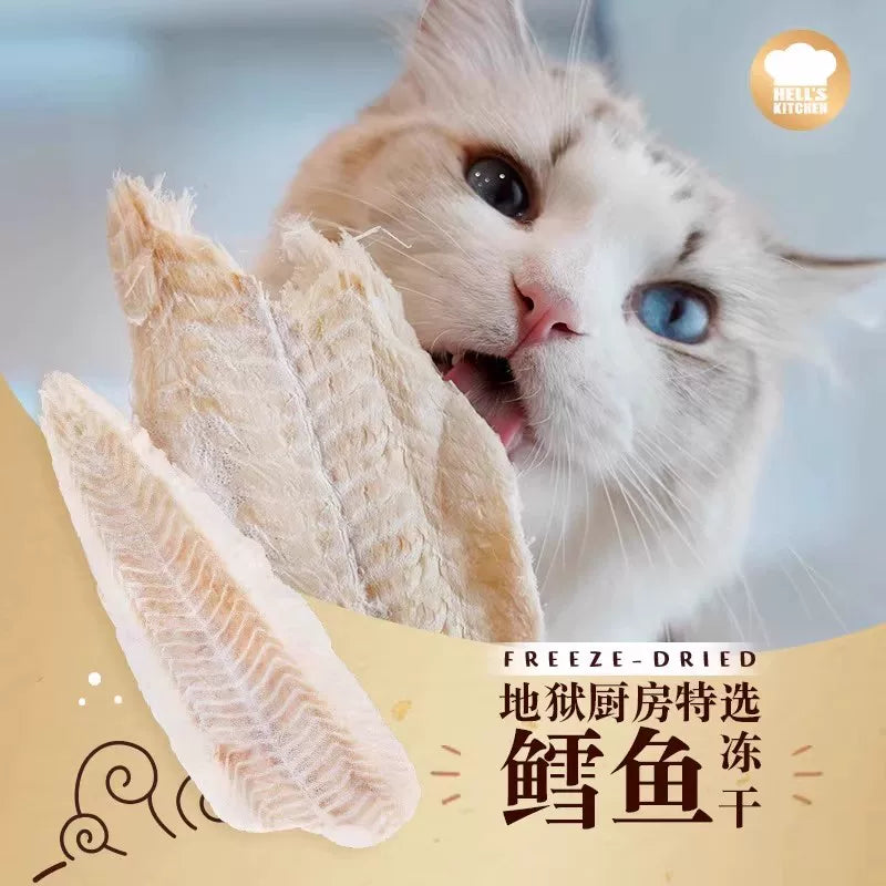Hell's Kitchen Freeze-Dried Cod Fillet Pet Treats for Cats & Dogs - No Additives | ~20cm Whole Fillet
