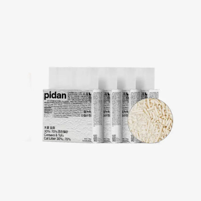 Pidan Cassava & Tofu Plant-Based Blend Cat Litter – 30:70 Formula (2.4kg / 9.6kg Bundle)