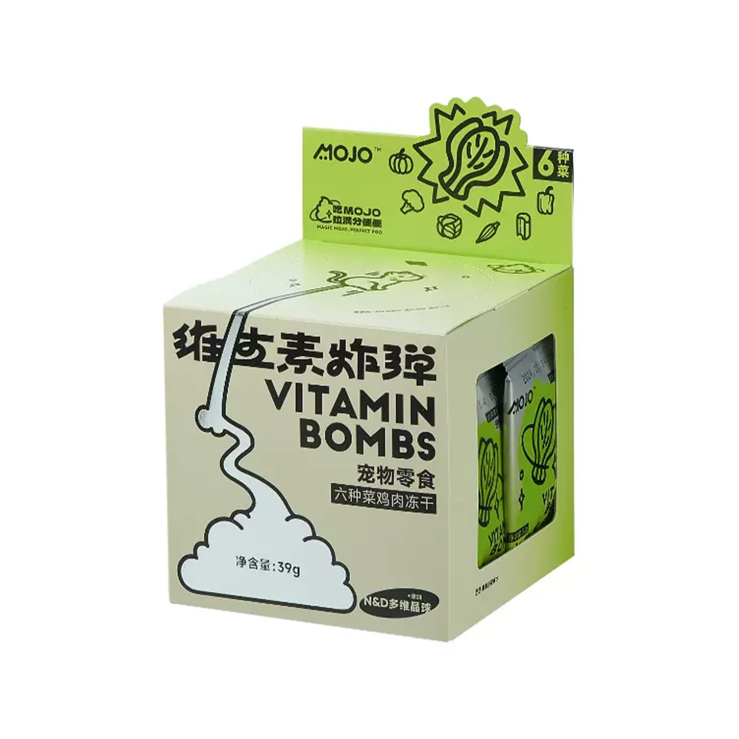 MOJO  Vitamin Bombs 6 Mixed Veggies & Chicken Freeze Dried Treat