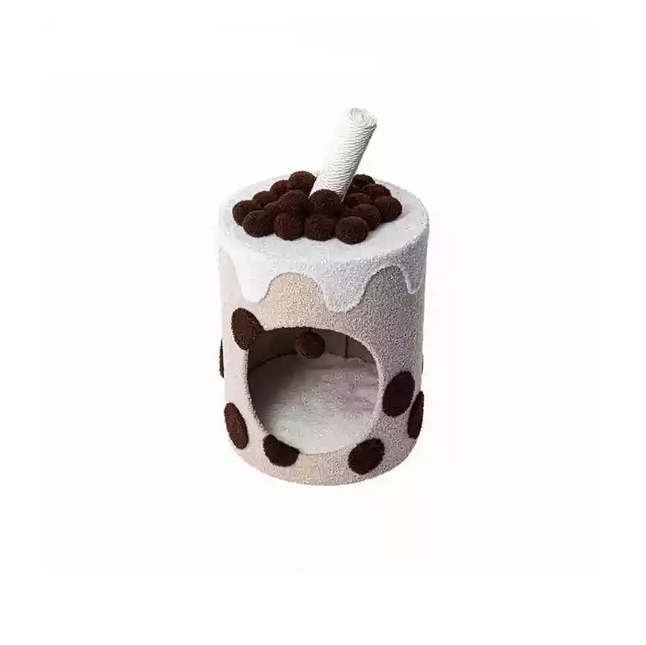 Honeypot Cat Boba Tea Cat House Tower – Milk Tea Brown - 221226a