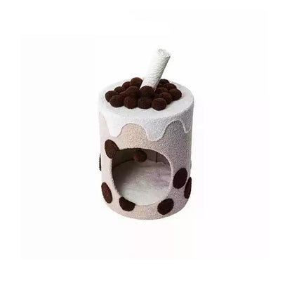 Honeypot Cat Boba Tea Cat House Tower – Milk Tea Brown - 221226a