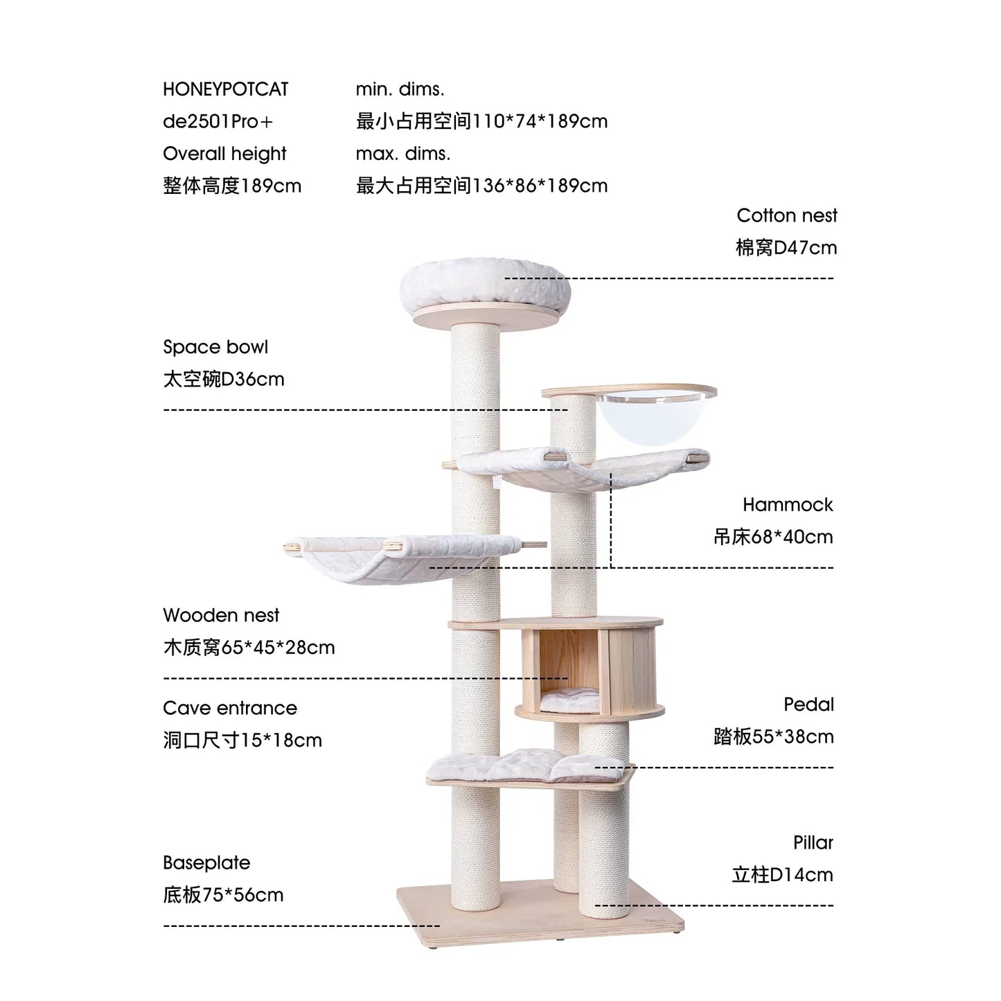 Honeypot Cat de2501Pro Multi-Level Cat Tree Tower